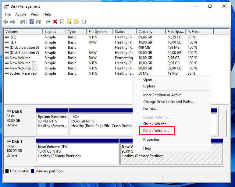 delete volume
