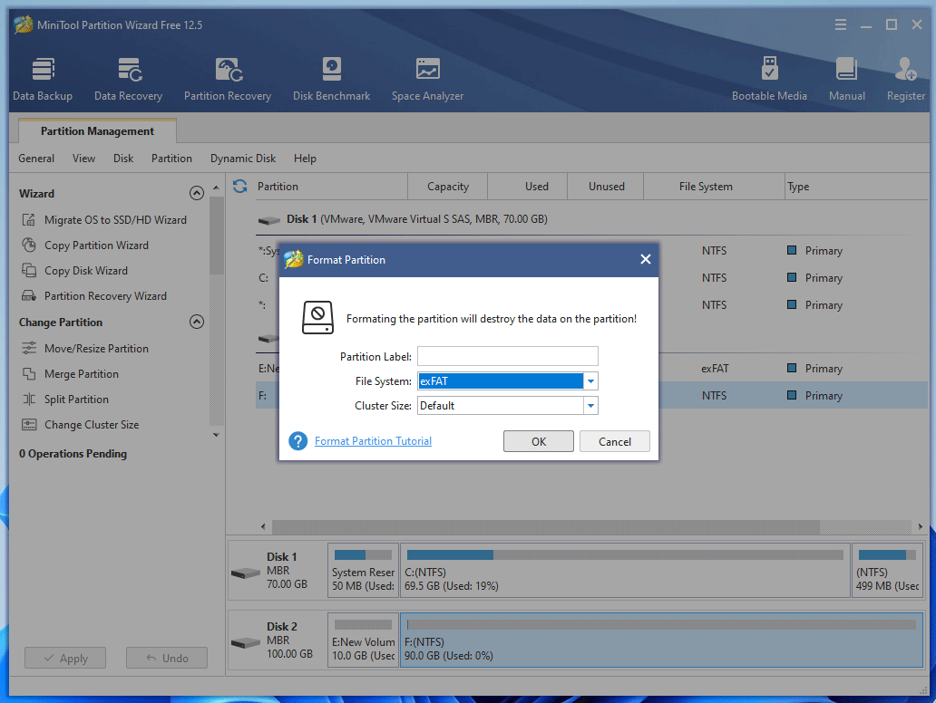 choose exFAT file system