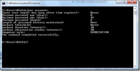 Password Policy in Windows 10
