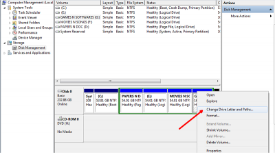 Hide a drive in Windows 8 change the drive letter