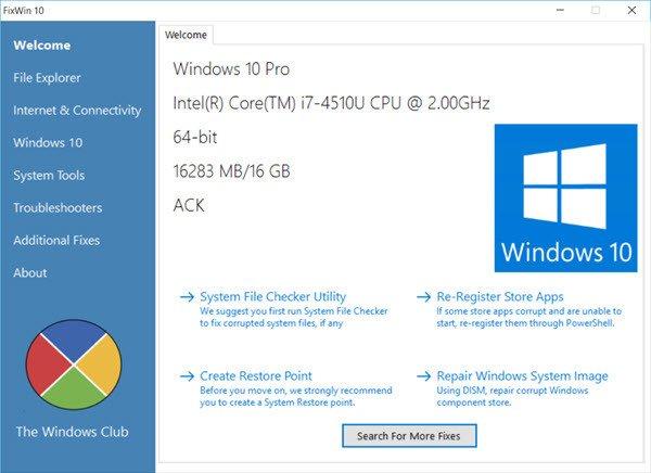 fixwin 10 for windows 10 home