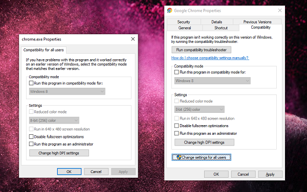 Change Compatibility mode for Application