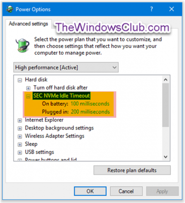 hidden power options windows 10