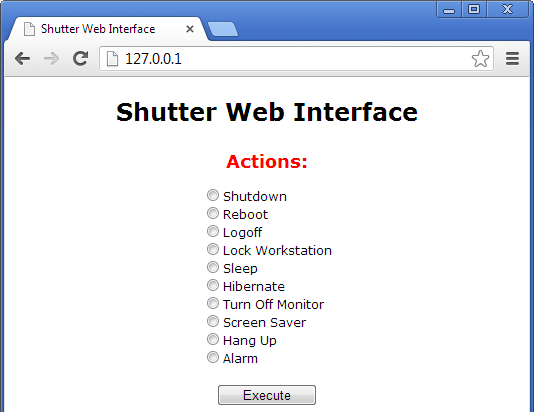 Shutter Web Interface