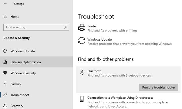 Windows 10 Bluetooth Troubleshooter