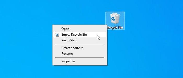 Очистить корзину в Windows 10