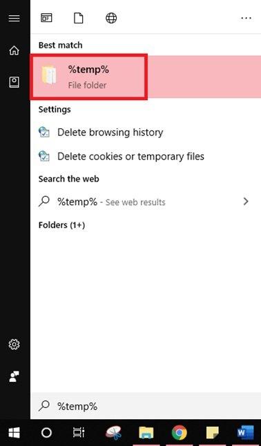 temporary files on Windows 10
