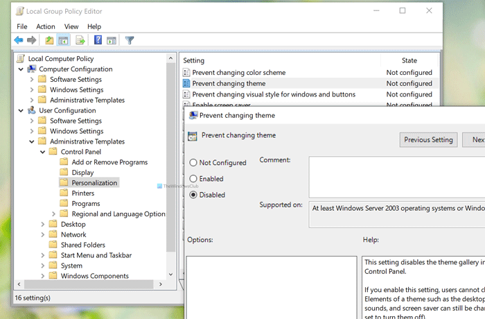 How to change theme in Windows 10 without activation