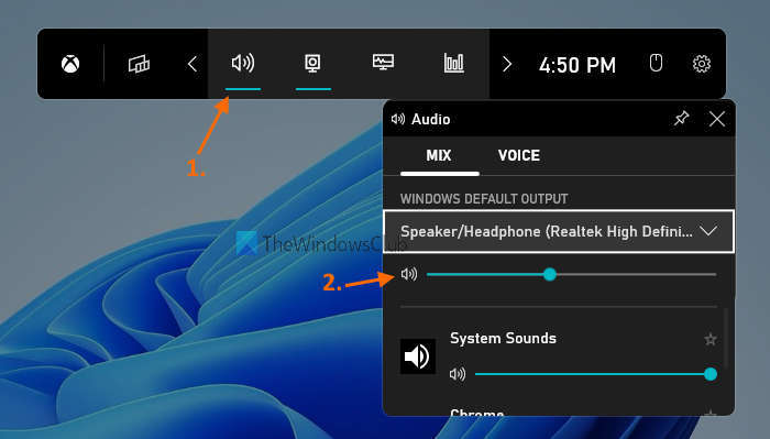 change sound volume game bar