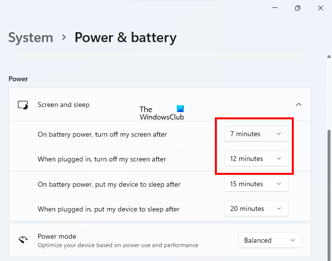 Custom screen turn off time