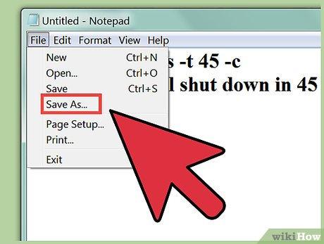 Изображение с названием Shut Down a Computer Using Notepad Step 5