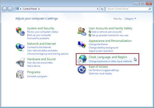 Панель управления Windows 7 Home Premium